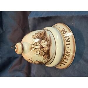 Vintage Ceramic Bell Ornament with Cyrillic scrip